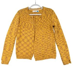 Sparrow Women Mustard Yellow Speckled Knit Cardigan Sweater Size L‎